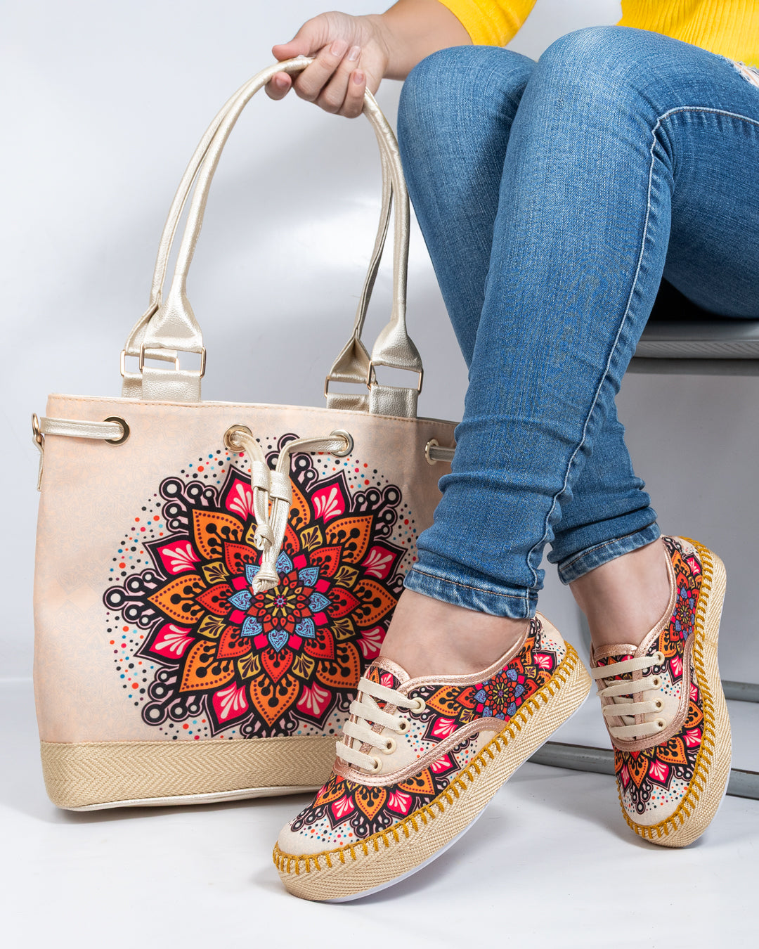COMBO BOLSO + CALZADO MANDALA NARANJA + ENVIO GRATIS