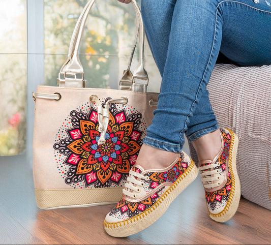 COMBO BOLSO + CALZADO MANDALA NARANJA + ENVIO GRATIS